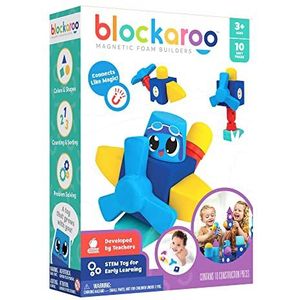 Blockaroo Magnetische Bouwstenen Educatief Spel voor Kinderen Educatief Water Speelgoed Set voor Creatieve Bouw Vliegtuig Doos met 10 Bouwstenen...