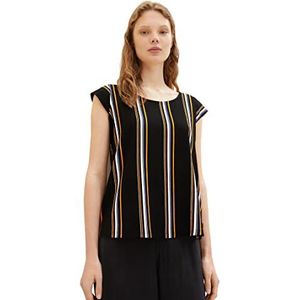 TOM TAILOR Denim T-shirt pour femme, 32609 - Rayures noires multicolores, XXL