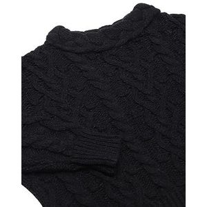 faina Pull à col rond tricoté avec aiguille creuse vintage pour femme Noir Taille XS/S, Noir, XS