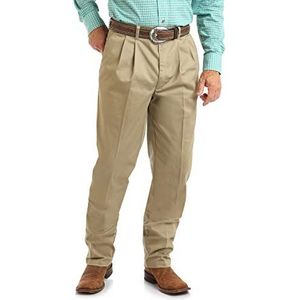 Wrangler Riata Pleated Relaxed Fit Casual Pant herenslip, Khaki (stad)