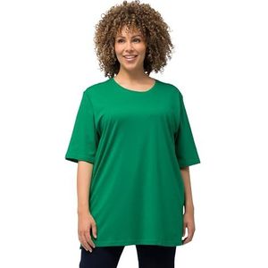 Ulla Popken Dames basic shirt met lange hals, Emerald Groen