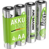 ANSMANN Mignon AA/HR6 oplaadbare batterijen 1,2 V 1300 mAh (4 stuks) - NiMH-batterijen met lage zelfontlading voor zaklamp, speelgoed, bloeddrukmeter enz. - Voorgeladen oplaadbare AA-batterijen