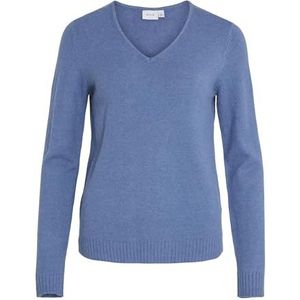 Vila Viril L/S damestrui met V-hals, Coronet blauw - Details: donkere mix