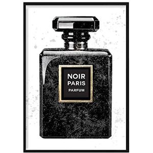 Artze Wall Art Noir Paris Poster, parfumfles, Splash, 30 cm breed x 40 cm hoogte, marmer, zwart