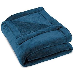 CelinaTex Montreal knuffeldeken van fleece, velours, XXL, 220 x 240 cm, blauw