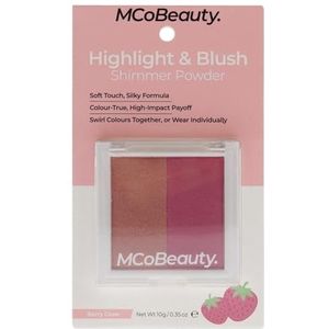 MCoBeauty Highlight and Blush Shimmer Powder - Berry Glow For Women Makeup 0,35 oz