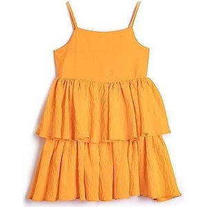 Koton Robe en tissu viscose à bretelles fines pour fille, Orange (209), 6-7 Jahre