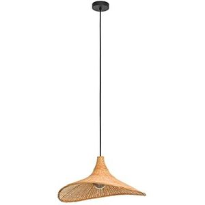 EGLO Haxey Hanglamp, kroonluchter voor woonkamer en eetkamer, plafondlamp in boho-design, natuurlijk bamboehout, fitting E27