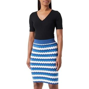 NALLY Jupe midi en tricot pour femme 11026719-na02, bleu multicolore, XS, Bleu Multicolore, XS