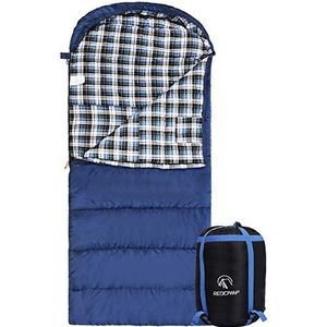 REDCAMP Flanellen katoenen slaapzak voor volwassenen, XL, 32 F, comfortabel, omslag met compressiezak, blauw, 0,9 kilogram (241,3 x 88,9 cm)