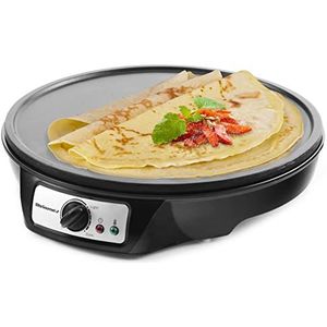 Elite Gourmet ECP-126 Elektrische pannenkoekenmaker, pannenkoeken en raster, zonder stick met spreadder, spatel en recepten, 30 cm, zwart