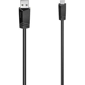 Hama USB-kabel USB 2.0 USB A-stekker, USB Mini B-stekker, 0,75 m, zwart, zilver