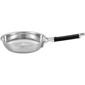 RÖSLE Silence Pro Koekenpan van hoogwaardig roestvrij staal 18/10 voor het perfect bakken van steaks en nog veel meer, diameter 24 cm, zilver, roestvrij staal 18/10