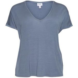 VERO MODA CURVE Vmaya Ss Vma Noos Curve - Thee met V-hals T-shirt voor dames, Blauw (China Blue)