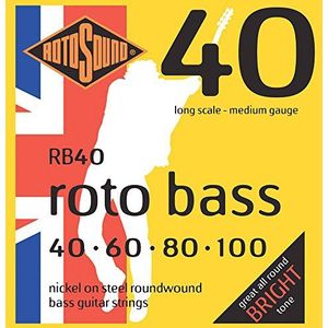 Rotosound RB40 basssnaren van nikkel, gemiddelde sterkte (40 60 80 100), RB40, wit, zwart, rood, blauw, S, M, L, XL, 2XL