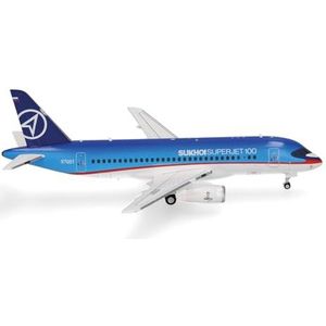 Herpa Model vliegtuig Sukhoi Civil Aircraft Superjet 100 - 97001, schaal 1:200, model, verzamelstuk, vliegtuig met standaard, metalen figuur