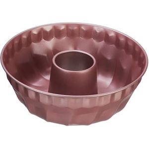 Relaxdays tulband bakvorm met anti-aanbaklaag - 25 cm - tulbandvorm roze - ronde cakevorm