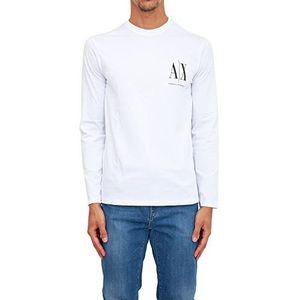 Armani Exchange Shirt met lange mouwen voor heren met logo-print op de voorzijde, Wit.