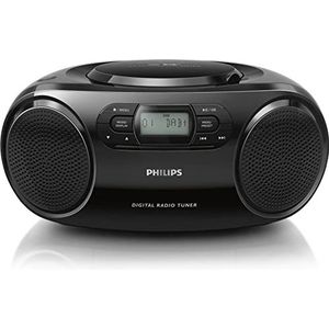 Philips Audio AZB500/12 DAB-radio (Dab+/FM, Dynamic Bass Boost, CD-weergave, Shuffle/herhalingsfunctie, 3,5 mm audio-ingang) zwart (model 2020/2021) Eén maat