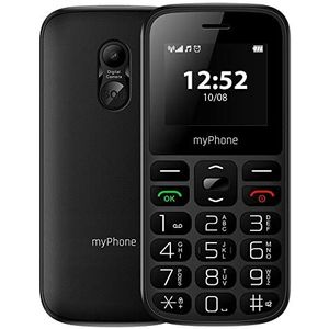 MyPhone Halo A, keyphone voor senioren, de telefoon voor oma en opa, mobiele telefoon zonder abonnement, camera, kleurendisplay 1,77 inch, batterij 800 mAh, grote toetsen, SOS-knop, fakkel, radio, dual-sim, zwart
