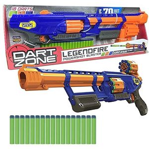 Dart Zone Legendfire Pump-Action Powershot Blaster - speelgoedpistolen voor 8 jaar en ouder - met 18 wafelpatronen - compatibel met schuimpijlen en de meeste Nerf-pijlen