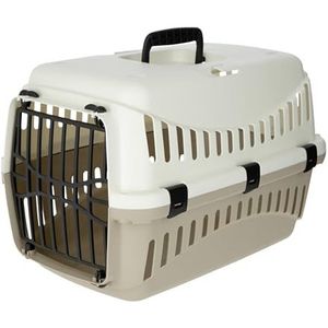 KERBL transportbox voor honden, 45 x 30 x 30 cm, crèmekleur/taupe