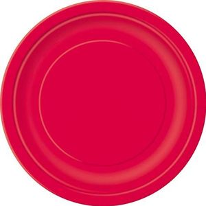 Unique Party - Milieuvriendelijke papieren borden - 18 cm, kleur: rood, 8 stuks, 3124 EU, rood