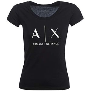 Armani Exchange Dames T-shirt met S-logo, zwart.