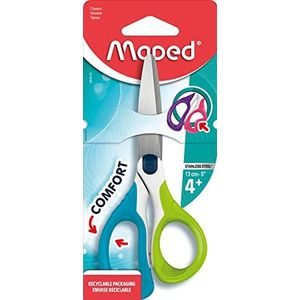 Maped - Schaar Sensoft asymmetrisch – ergonomische kinderschaar met zachte ringen – schaar, 13 cm, vanaf 4 jaar, voor kleuterschool en basisschool – kleur: groen