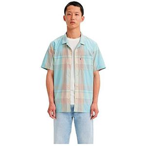 Levi's The Sunset Camp T-shirt voor heren, 1 stuk, Martin Plaid Pastel Turquoise