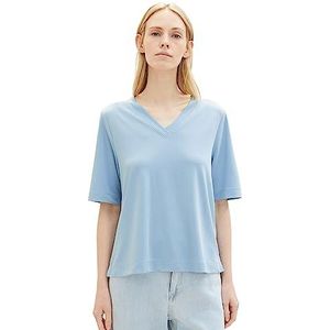 TOM TAILOR Basic T-shirt met V-hals voor dames, 32468-blauwgroen bloemenpatroon