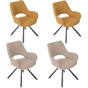 MEUBLE COSY Set van 4 Scandinavische eetkamerstoelen, met rugleuning en armleuningen, stoel voor woonkamer, keuken, kantoor, gevoerde zitting van stof, metalen poten, meerkleurig, 58,5 x 59 x 81 cm,