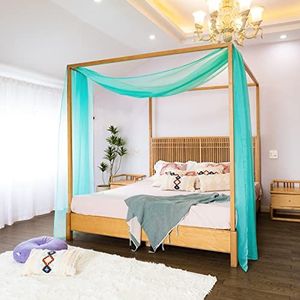 Linentalks Turquoise hemelgordijnen voor groot bed en tweepersoonsbed, tiffany blauwe hemelbedsjaal, transparante gordijnen op het bed, hemelbed luifel 132,1 x 570,9 cm