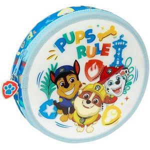 Paw Patrol Pups Rule pennenetui, rond, met 18 delen, eenvoudige reiniging, kinderetui, ideaal voor kinderen van 5 tot 14 jaar, comfortabel en veelzijdig, kwaliteit en sterkte, 21 x 3,5 cm, kleur,