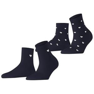 ESPRIT Mesh Heart W Sso Set van 2 paar katoenen sokken met patroon, korte damessokken (2 stuks), Blauw (Space Blue 6116).