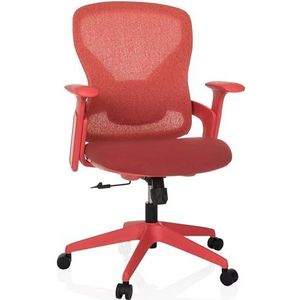 hjh OFFICE NOWUM Ergonomische bureaustoel met rugleuning van netstof met verstelbare lendensteun, bekleding van slijtvaste stof, rood