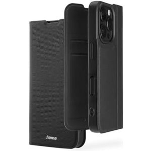 Hama Beschermhoes voor iPhone 16 Pro (telefoonhoes om neer te zetten, hoes met kaartenvak, extra bescherming voor scherm en camera, met magneet, hoesje