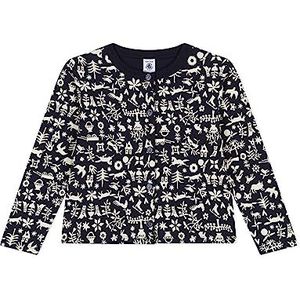 Petit Bateau Cardigan Fille, Bleu Smoking/Blanc Avalanche, 3 ans