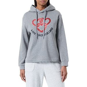 Love Moschino Sweat-shirt à capuche pour femme Coupe droite avec imprimé cœurs, Medium mélangé gris, 42