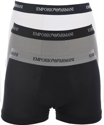 Emporio Armani Cc717-111357 Boxershorts voor heren, 3 stuks, Veelkleurig (wit/zwart/grijs), XXL