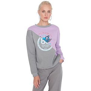 TRENDYOL Slogan Regular Dames Sweatshirt Ronde Hals Paars, S, Paars.