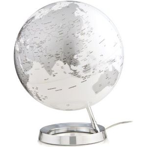 Atmosphere Wereldbol, 30 cm, lichtgevend chroom
