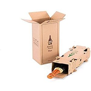 ONLY BOXES Kartonnen doos voor verzending, capaciteit voor 1 fles, met 100% milieuvriendelijke scheidingswand, verpakking met 5 dozen AMA714