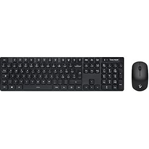 Vultech KM-831W 2,4 GHz draadloos toetsenbord en muis set voor Windows - Ultradun design, 12 multimediatoetsen snelle selectie - Numerieke toetsenbord, stille toetsen voor PC/laptop, Italiaans toetsenbord, zwart