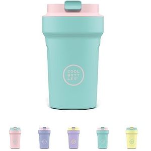 Cool Bottles - Paradise Tumbler - Roestvrijstalen thermosbeker - 350 ml - Capri - Cyaan en roze - Luchtdicht deksel - 10 uur koude dranken en 5 uur warme dranken - Vlekbestendig