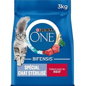Purina One Speciaal voor katten gesteriliseerd met rundvlees en tarwe, voor volwassen katten, 4 x 3 kg