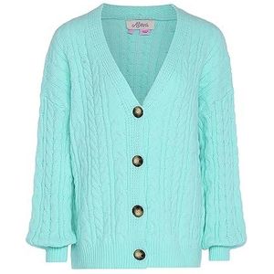 Aleva Dames losse gebreide vest lange mouwen V-hals acryl zachte mint maat M/L sweater, M, mint zacht, M, Zoete munt