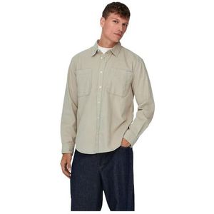 ONLY & SONS Onsalp Rlx 2pkt Washd Cord LS T-shirt Noos casual overhemd voor heren, Zilveren voering.