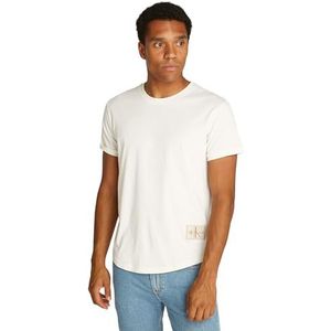 Calvin Klein Jeans Badge met omgekeerde mouwen J30j323482 gebreide tops S/S heren, Ivoor Wit