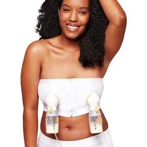 Medela Handsvrij, expressie bustier handsfree set, handsfree expressie beha met Adaptive Stretch stof voor een perfecte pasvorm, Wit.